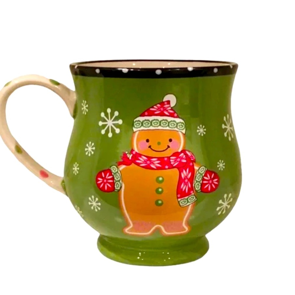 Temptations by Tara Winter Whimsy Gingerbread Man 16 Oz Coffee Mug.